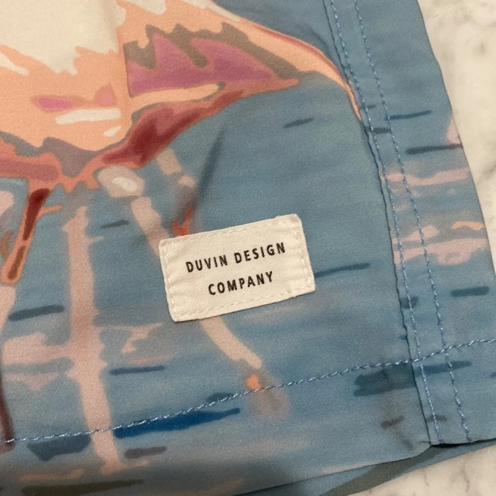 Duvin Blue Flamingo Board Shorts – Size Large – Retro Surf Style